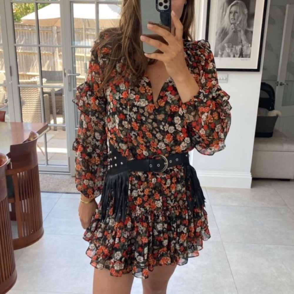 Misa Los Angeles Rizou dress safari print long sleeve mini floral - Picture 2 of 6